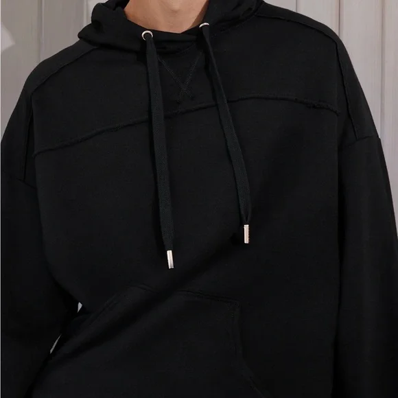 Savage X Fenty Black Caviar Longsleeve Oversized Xssential Drawstring Hoodie - Picture 7 of 17